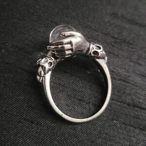 Size 8 Crystal ball in fortune teller hands ring